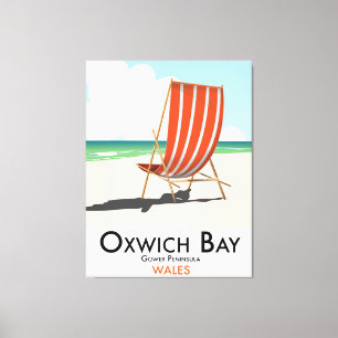 Lienzo Poster de viajes vintage de Oxwich Bay Gower Penin