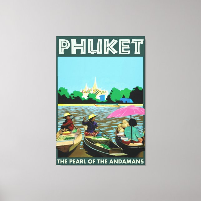 Lienzo Poster de Viajes Vintage de Phuket. (Anverso)