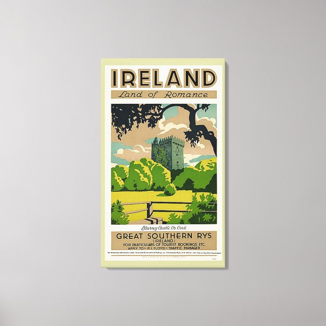 Lienzo Poster de Viajes Vintage Ireland Blarney Castle (Anverso)