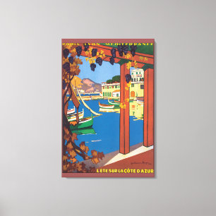 Lienzo Poster de Viajes Vintage L'Ete Sur La Cote D'Azur