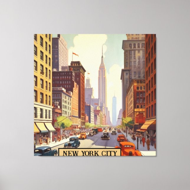 Lienzo Poster de Viajes Vintage Nueva York (Anverso)