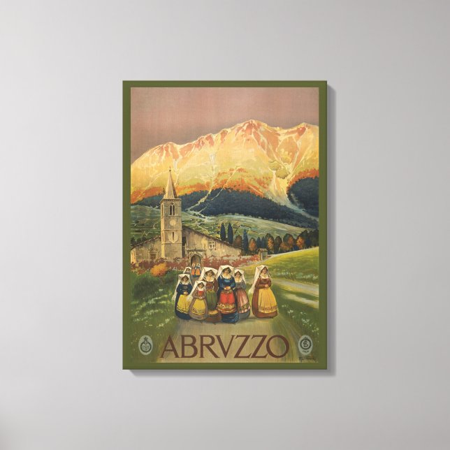 Lienzo Poster De Viajes Vintage Para Abruzzo, Italia. (Anverso)