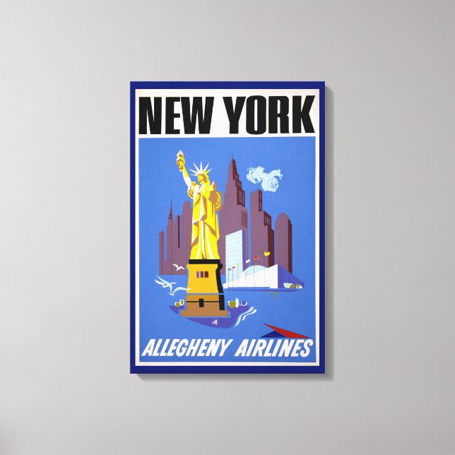 Lienzo Poster De Viajes Vintage Para Allegheny Airlines (Anverso)