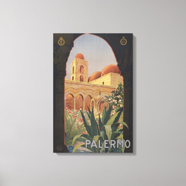 Lienzo Poster De Viajes Vintage Para Palermo, Italia. (Anverso)