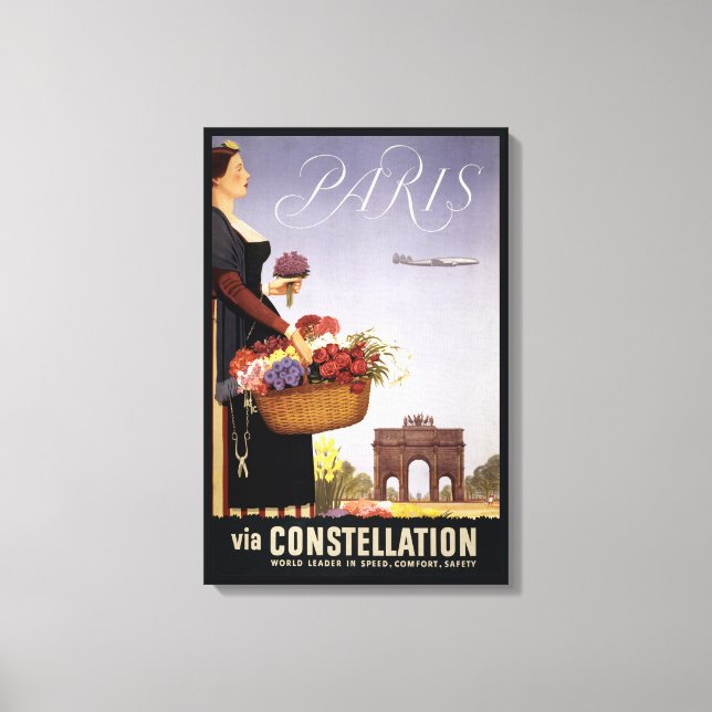Lienzo Poster De Viajes Vintage, París Vía Constellation (Anverso)
