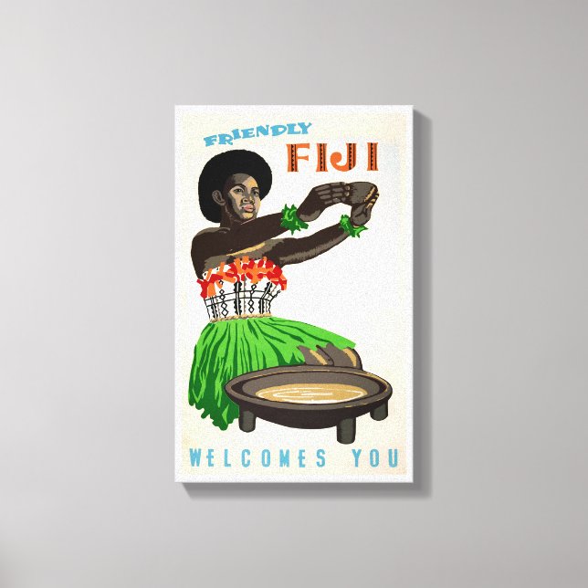 Lienzo Poster de Viajes Vintage Restaurado en Fiji (Anverso)