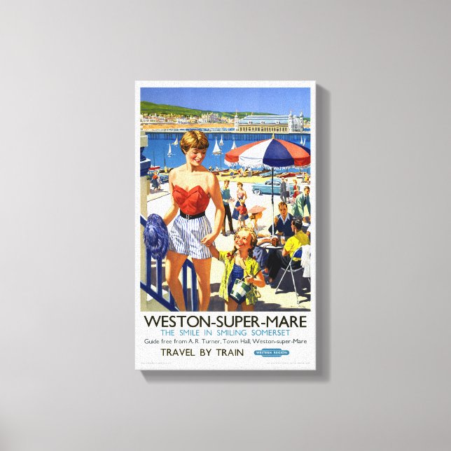 Lienzo Poster de viajes Weston Super Mare Vintage (Anverso)