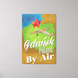Lienzo Poster de vuelo vintage de Gdansk Polonia