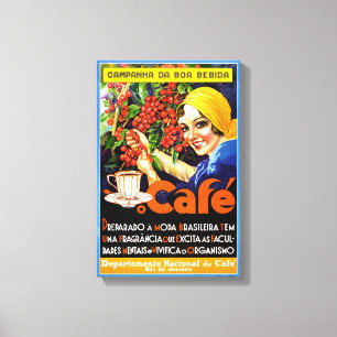 Lienzo Poster del anuncio del vintage del café de Bebida