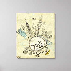 Lienzo Poster del Doodle de Nueva York