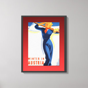 Lienzo Poster del esquí del vintage, invierno en Austria