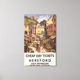 Lienzo Poster del ferrocarril de la escena del mercado