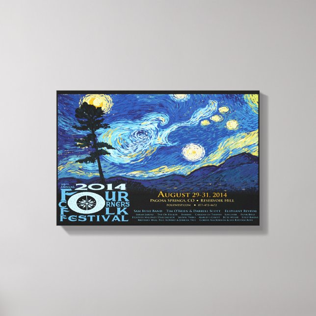 Lienzo poster del Festival Folk Four Corners 2014 (Anverso)