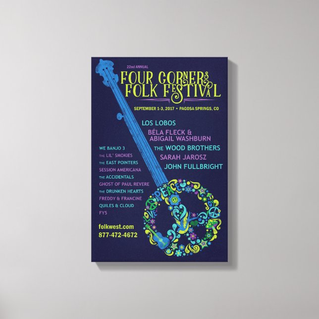 Lienzo poster del Festival Folk Four Corners 2017 (Anverso)