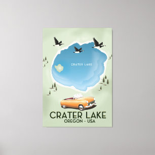 Lienzo Poster del mapa de viajes del Crater Lake Oregon