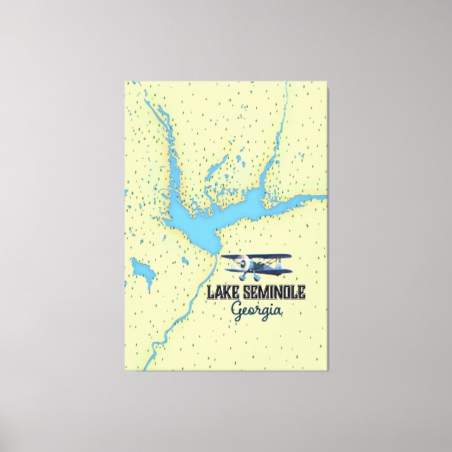 Lienzo Poster del mapa del lago Seminole Georgia (Anverso)