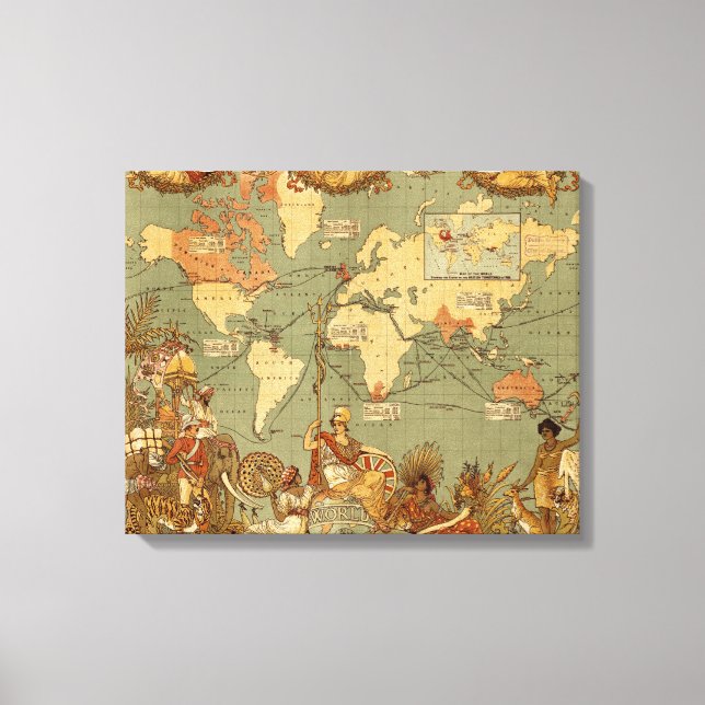 Lienzo Póster del mapa mundial del Imperio Británico de 1 (Anverso)