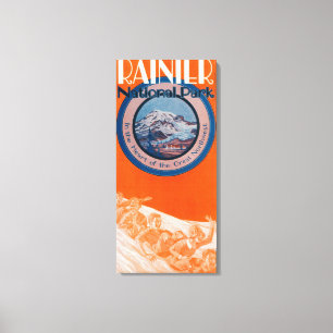 Lienzo Poster del Monte Rainier - Sledding