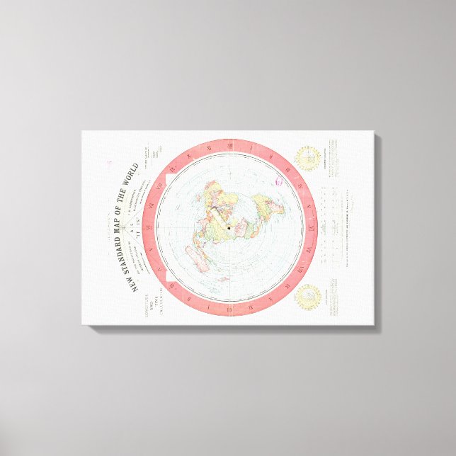 Lienzo Poster del NUEVO MAPA ESTÁNDAR DEL MUNDO DE Gleaso (Anverso)