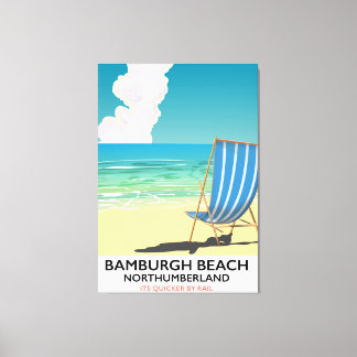 Lienzo Poster del tren de Bamburgh Beach Northumberland