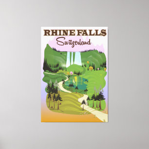Lienzo Poster del viaje de Rhine Falls Suiza