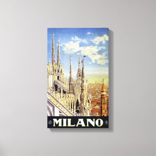 Lienzo Poster del viaje del vintage de Milano Italia
