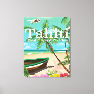 Lienzo Poster del viaje del vintage de Tahití