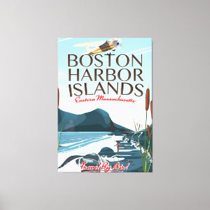 Lienzo Poster del vuelo de Boston Harbour Massachusetts