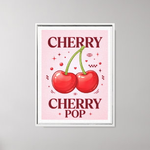 Lienzo Póster estético rosa y rojo de Cherry pop Y2K