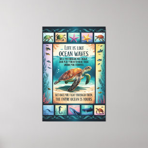 Lienzo Póster Inspirador de Tortuga Marina del Océano “La