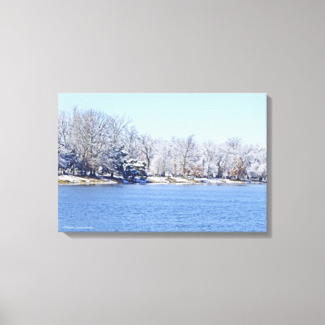 LIENZO POSTER, LAGO DE OLANDER CON ÁRBOLES BLANCOS (Anverso)