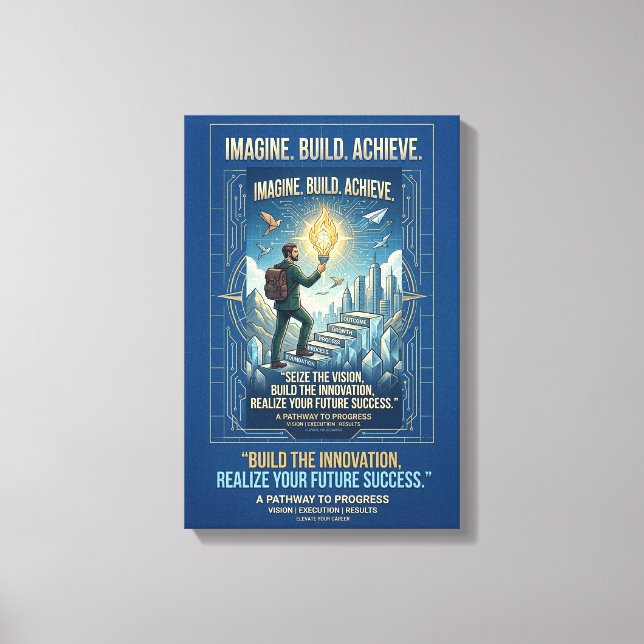 Lienzo Póster Motivacional Imagina Construye Logra (Anverso)