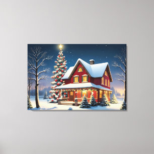 Lienzo Poster navideño vintage