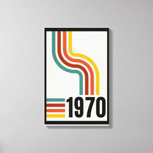 Lienzo Poster Retro 70 de lignes coloreadas amarillas neg (Anverso)