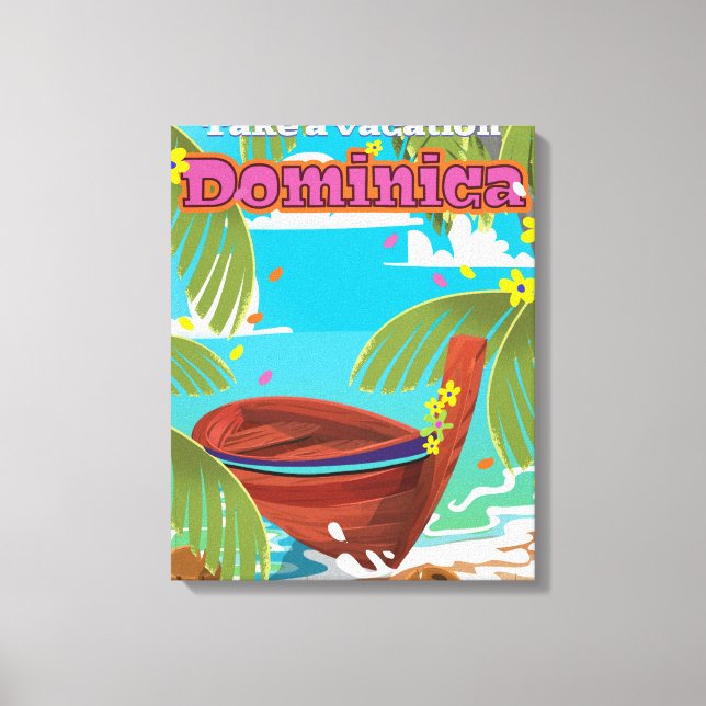 Lienzo Póster retro de viaje a Dominica. (Anverso)