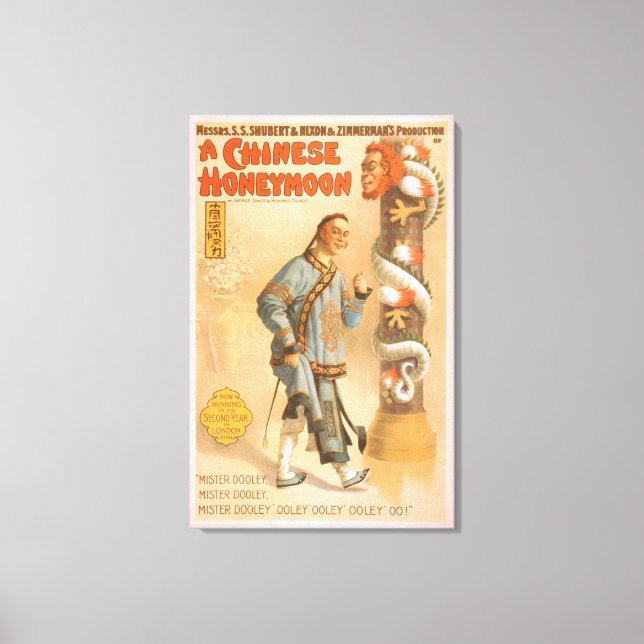 Lienzo poster teatral de teatro "Una luna de miel china" (Anverso)