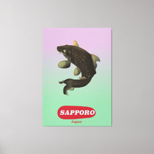Lienzo Poster turístico de estilo vintage de Sapporo Japó