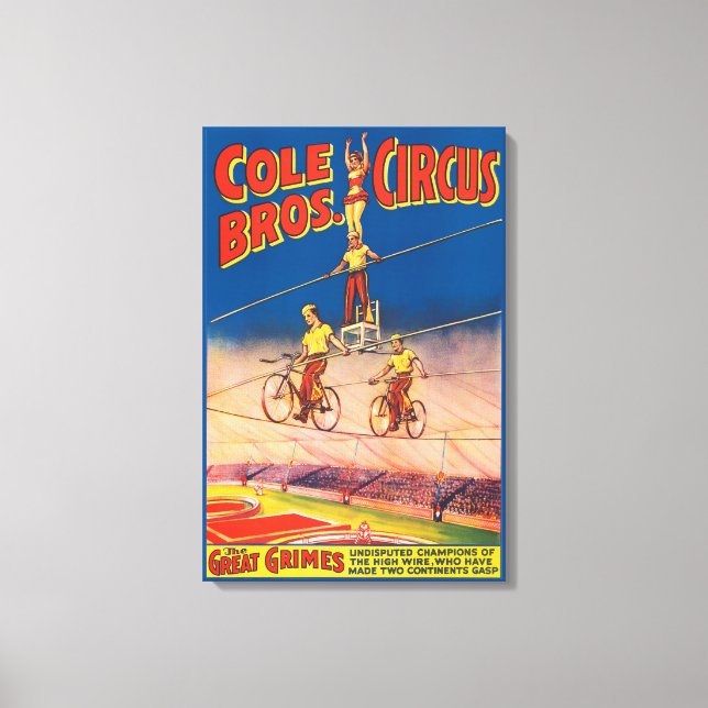 Lienzo Poster Vintage Circus Mostrando Acróbatas De Alta  (Anverso)