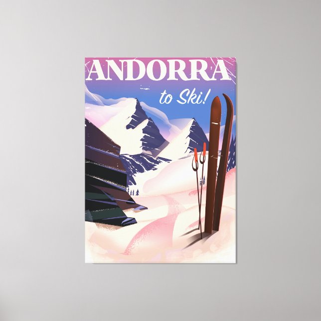 Lienzo Póster vintage de esquí de Andorra (Anverso)