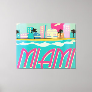 Lienzo Póster vintage de Miami de los 80