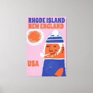 Lienzo Póster vintage de pescador de Rhode Island, Nueva