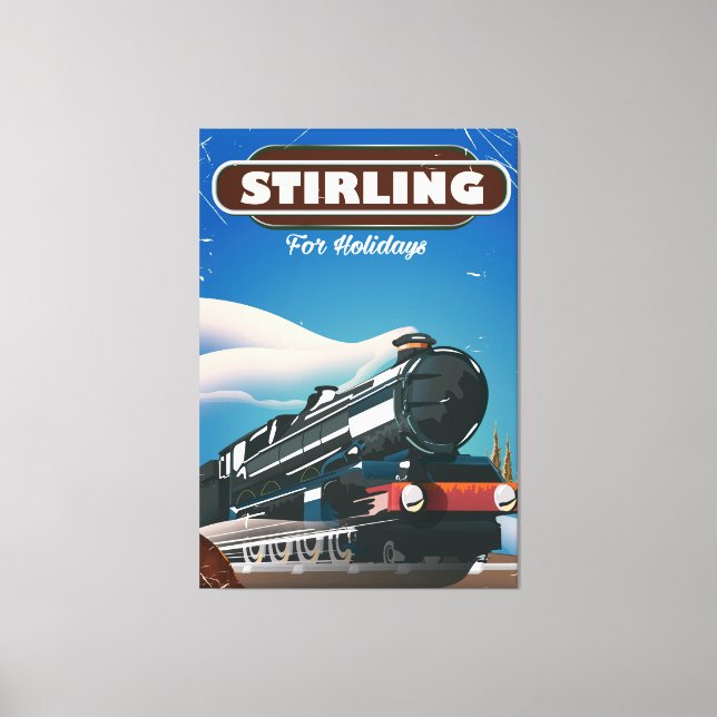 Lienzo Póster vintage de tren Stirling Escocia. (Anverso)
