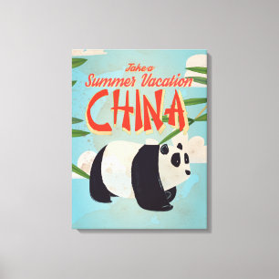 Lienzo Póster vintage de vacaciones de China Panda
