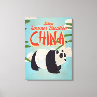 Lienzo Póster vintage de vacaciones de China Panda