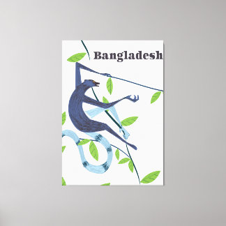 Lienzo Póster vintage de vacaciones del mono de Banglades