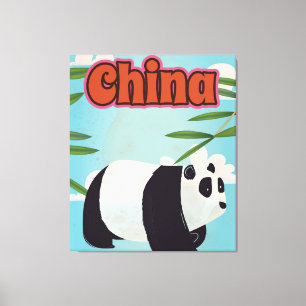 Lienzo Póster vintage de viaje a China Panda