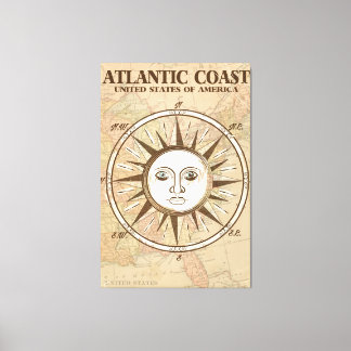 Lienzo Póster vintage de viaje por la Costa Atlántica de