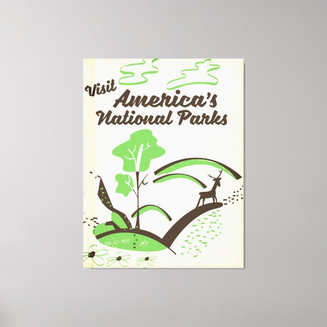 Lienzo Póster vintage de Visita a los Parques Nacionales  (Anverso)