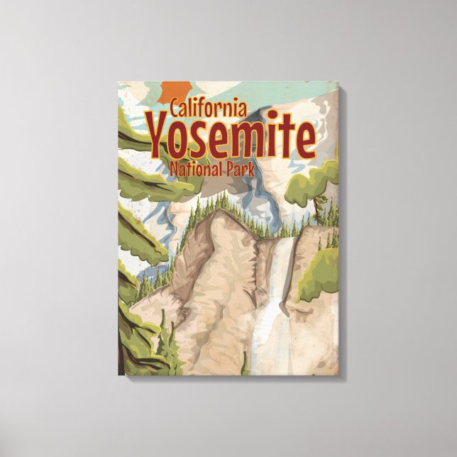 Lienzo Póster vintage de Yosemite (Anverso)