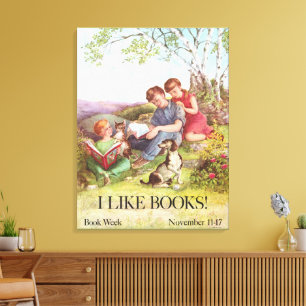 Lienzo Póster Vintage Me gustan los libros de Kate Seredy